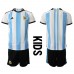 Argentina Barnkläder Hemma matchtröja till baby VM 2022 Kortärmad (+ Korta byxor) Billigt
